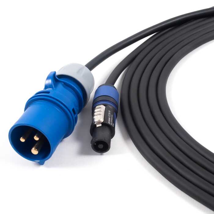Tough Neutrik Powercon (NAC3FCA) to 16 amp Blue Plug. 3x1.5mm H07RN-F Rubber Cable
